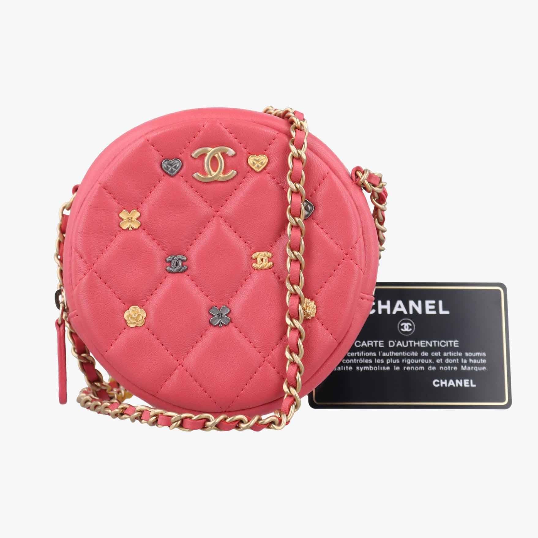 シャネル Chanel ショルダーバッグ レディース チャームラウンド レッド ラムスキン A81620 26891302