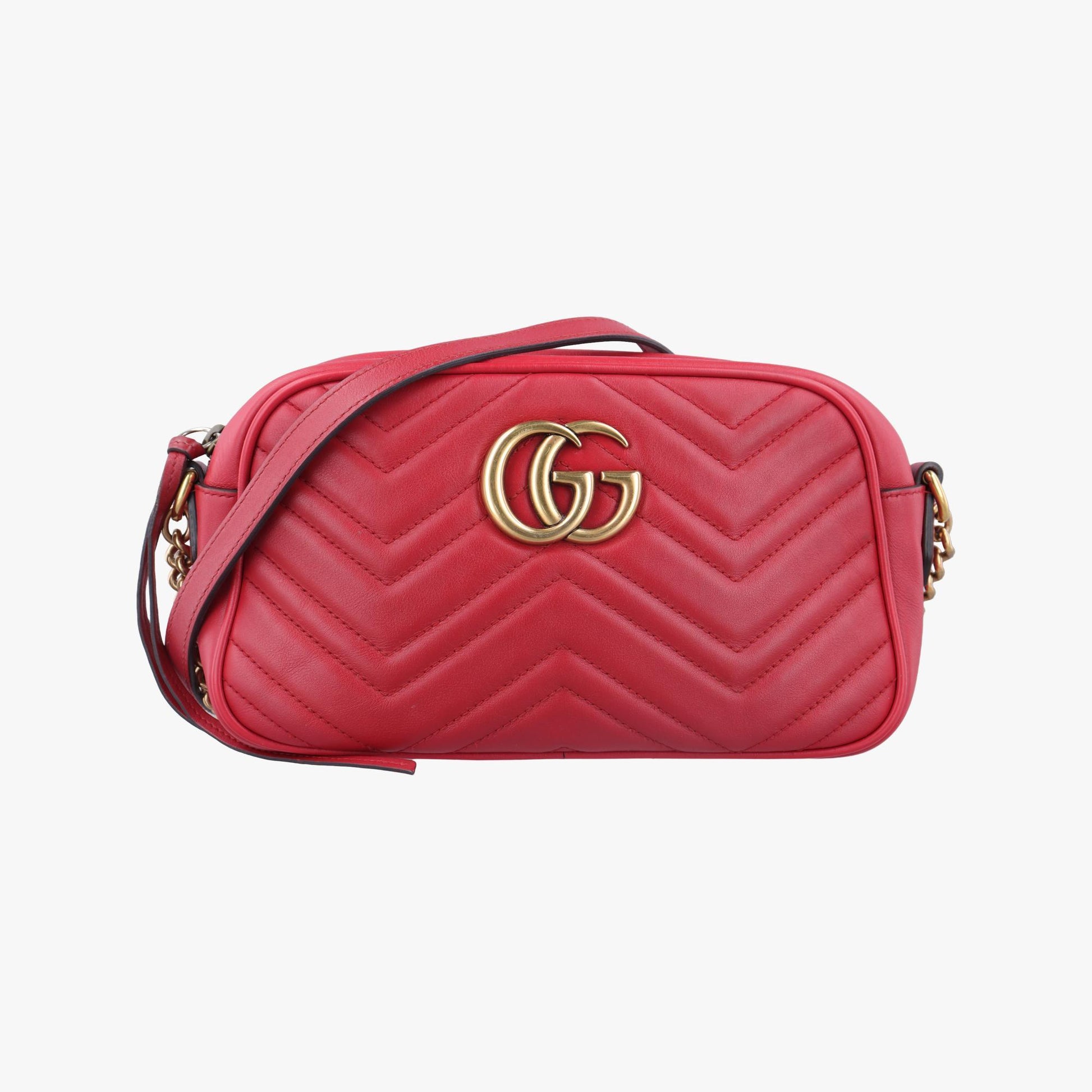 グッチ Gucci ショルダーバッグ レディース GGマーモント レッド レザー 447632 F020964074