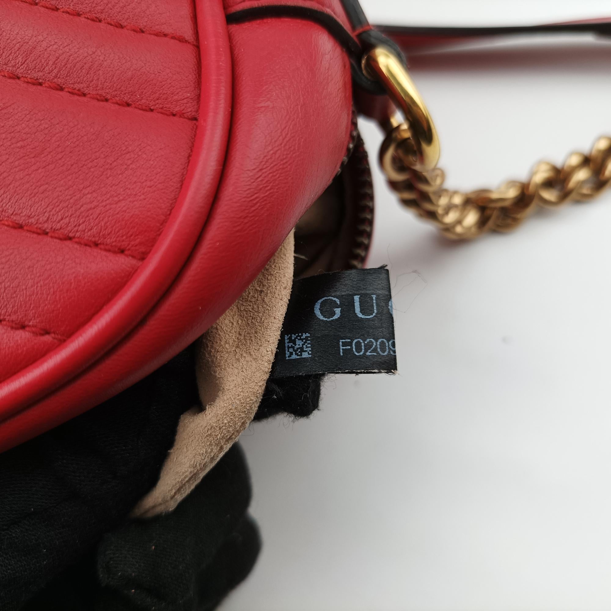 グッチ Gucci ショルダーバッグ レディース GGマーモント レッド レザー 447632 F020964074