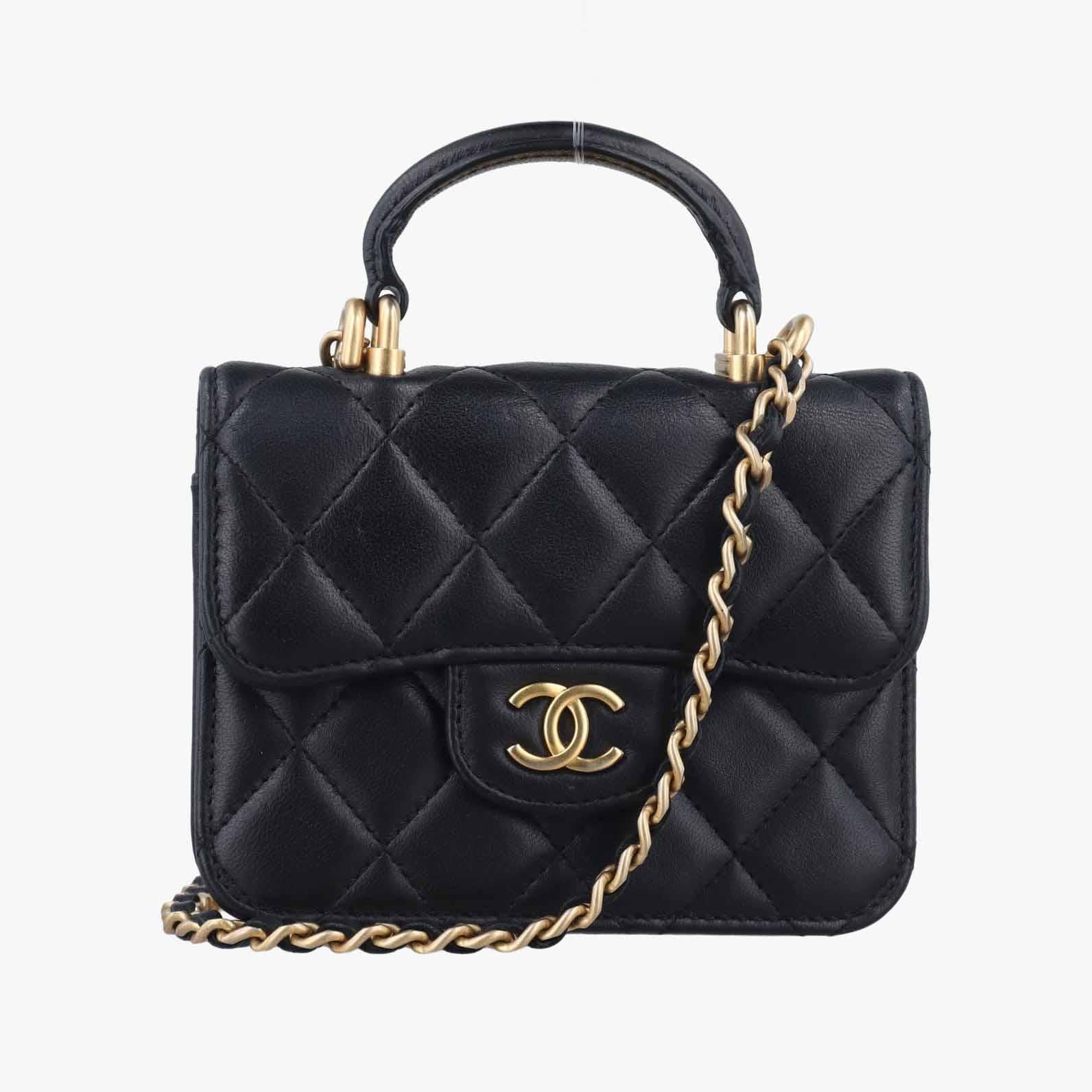 シャネル Chanel ショルダーバッグ レディース ミニ マトラッセ トップ ハンドル ブラック ラムスキン AP2200 30274310