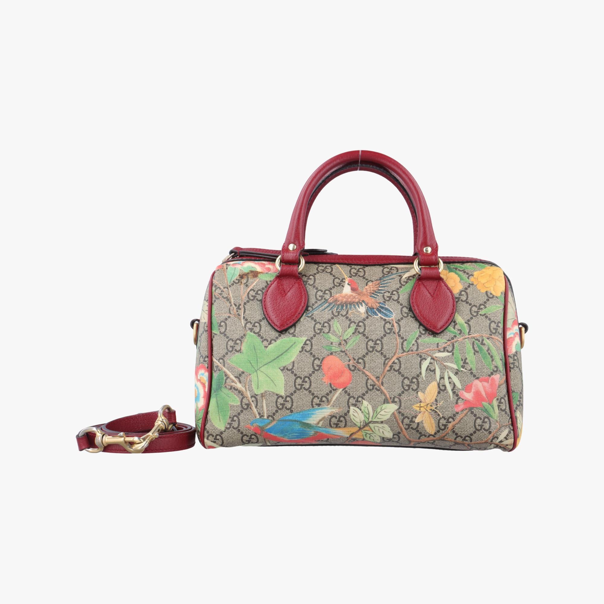 グッチ Gucci ボストンバッグ レディース グッチティアン グレー PVCコーティングキャンバス×レザー 409529 E020364326