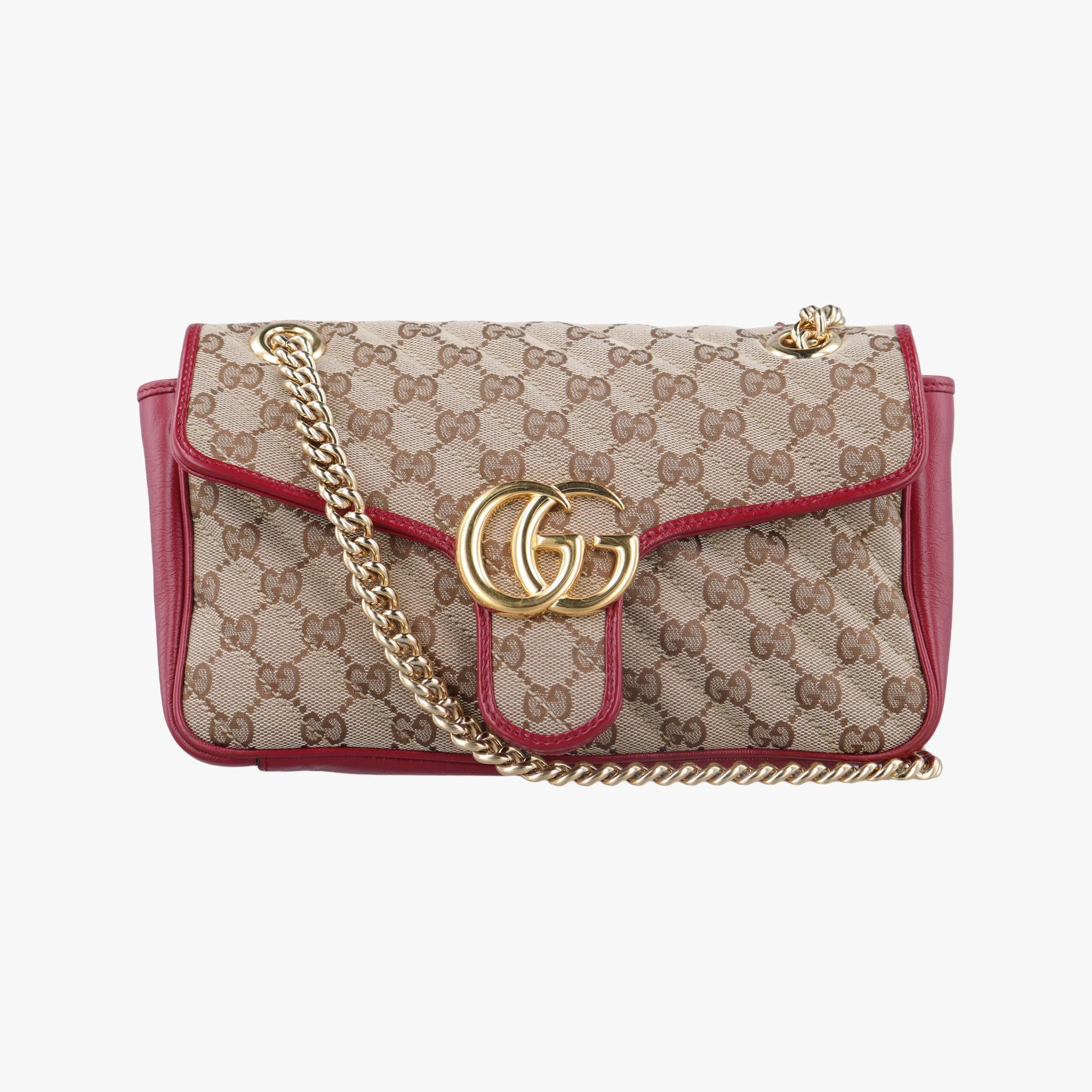 グッチ Gucci ショルダーバッグ レディース GGマーモント カーキ レザー×キャンバス 443497 B031437282