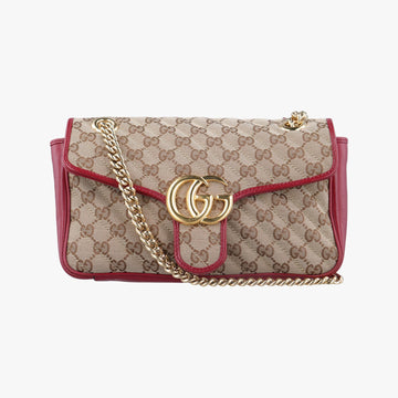 グッチ Gucci ショルダーバッグ レディース GGマーモント カーキ レザー×キャンバス 443497 B031437282