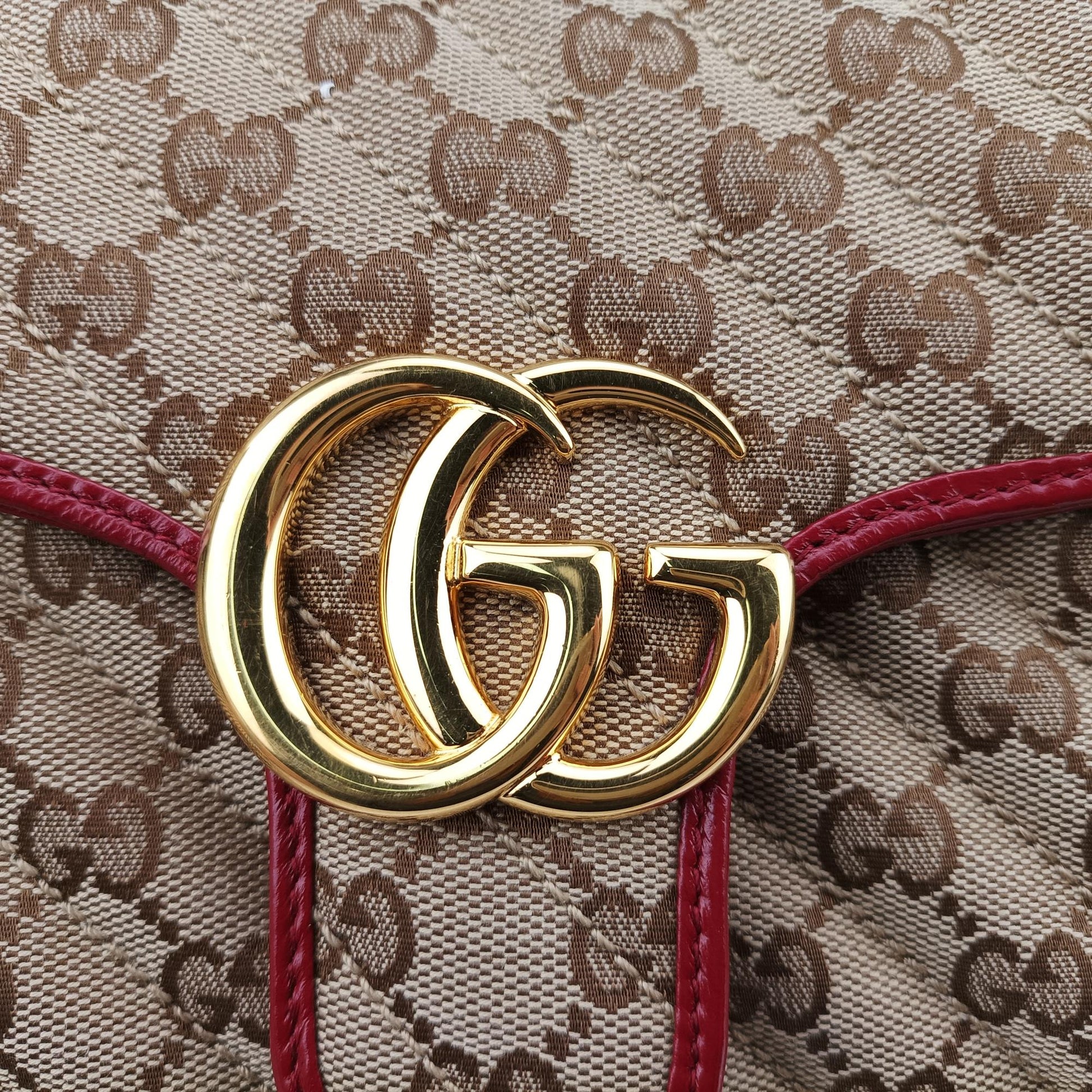 グッチ Gucci ショルダーバッグ レディース GGマーモント カーキ レザー×キャンバス 443497 B031437282