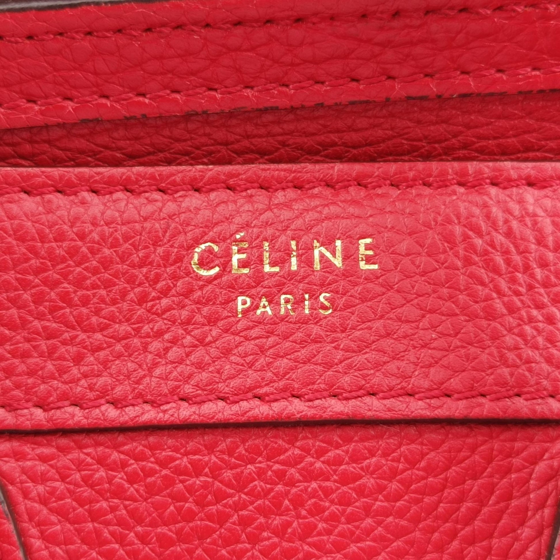 セリーヌ Celine ショルダーバッグ レディース ラゲージナノショッパー レッド レザー U-GA-0113