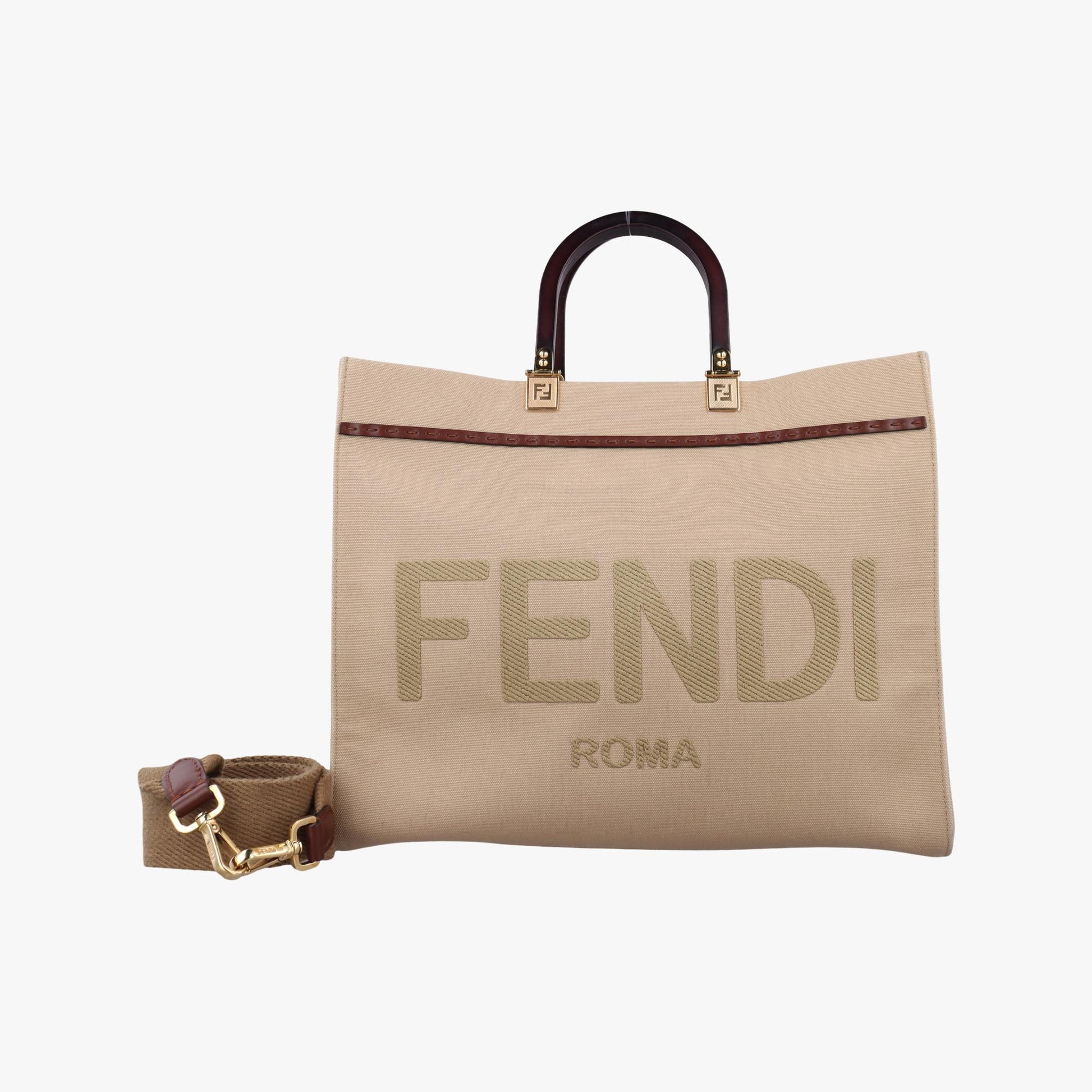 フェンディ Fendi ショルダーバッグ レディース サンシャイン ミディアム カーキ キャンバス 8BH386-ABVV-218-12085